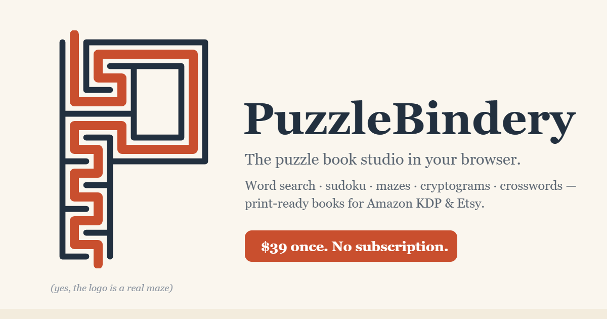 I built a browser-based puzzle book generator, then published a book with it to find out whether the logo